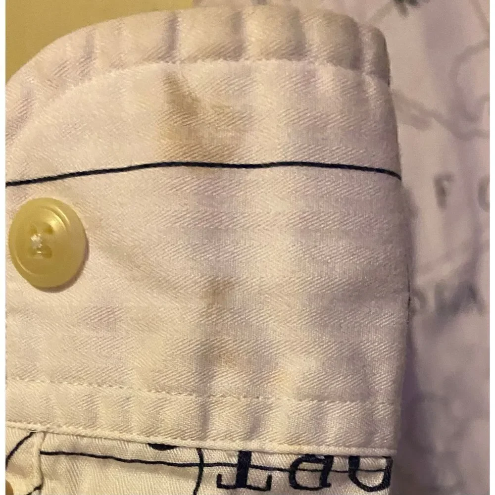 Vintage Nautica Blue water Challenge Ocean Map shirt sz Large Button up - Picture 7 of 10